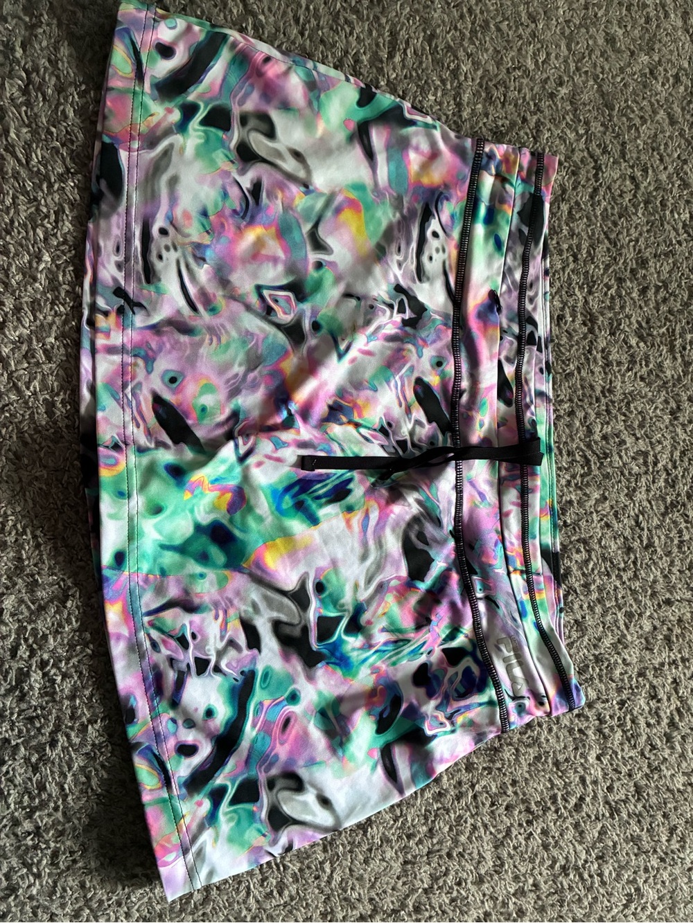 Fila Multicolor Pastel Swirl Athletic Shorts - Purple, Teal, Black